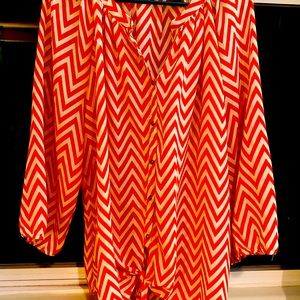 Beautiful Coral and Cream Blouse